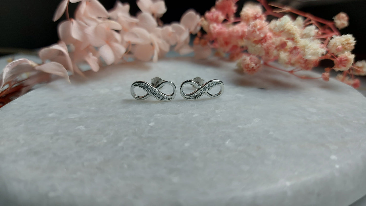 Silver Infinity Zirconia Earrings