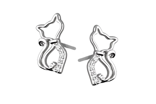 Silver Cat Earrings