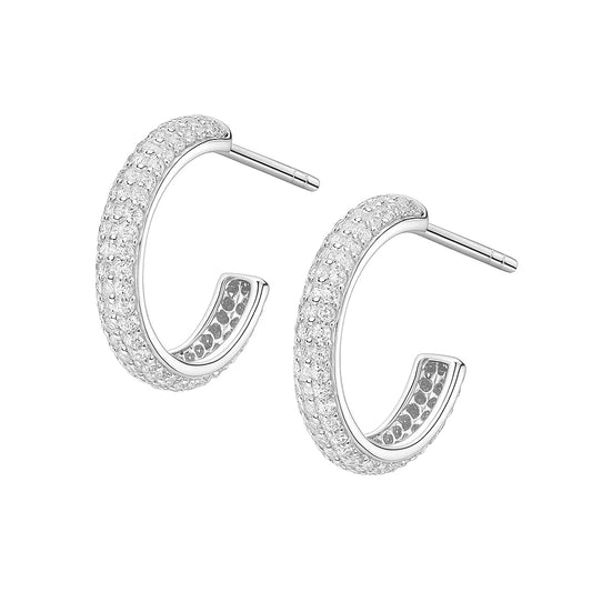 Zirconia Radiance Hoop Earrings Silver