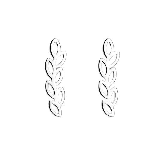 Sleek Silver Leaves Earrings