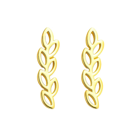 Gold Leaves Stud Earrings