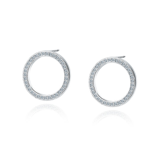 Silver Stud Earrings with cubic zirconia - Amona Jewelry