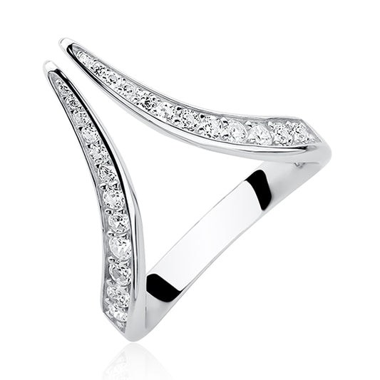 Timeless Rhodium-Plated Silver Zirconia Ring