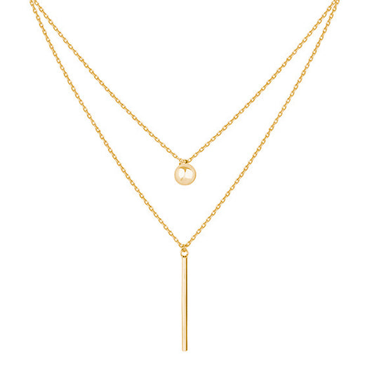 Sleek Dual Pendant Silver Necklace