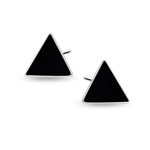 Black Enameled Triangle Earrings - Amona Jewelry