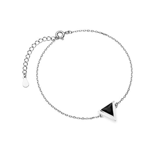 Silver Bracelet with black triangle pendant - Amona Jewelry