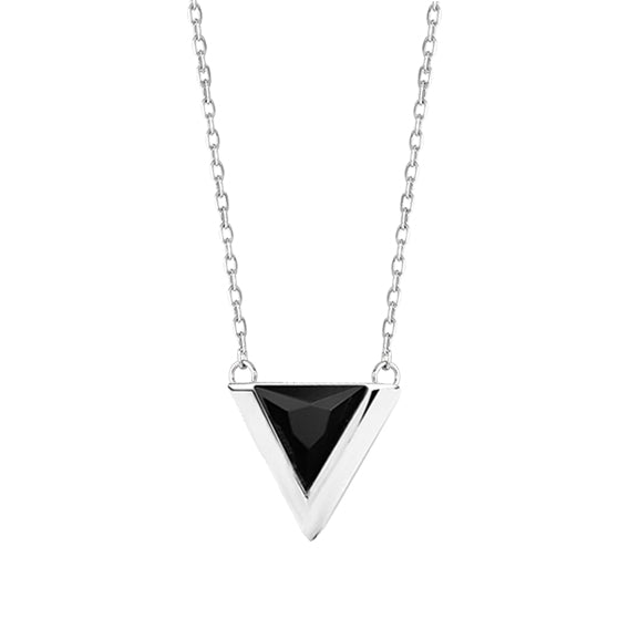 Silver Necklace with black triangle pendant - Amona Jewelry