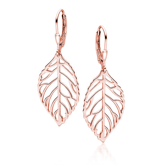 Rose Gold Leaves Earrings - Amona Jewelry