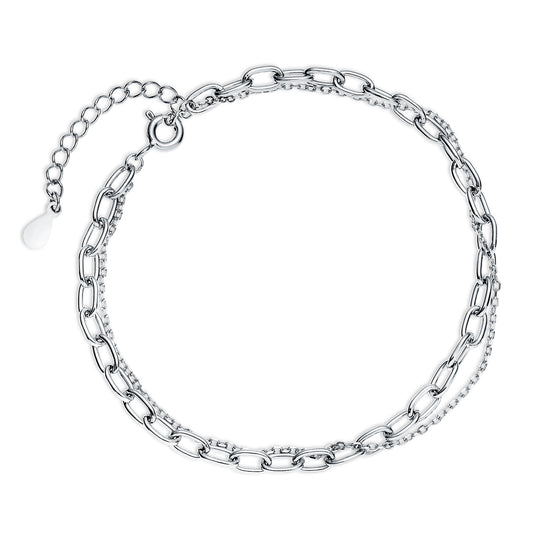 Trendy Double Chain Silver Bracelet