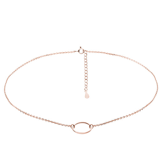 Rose Gold-Plated Silver Circle Choker - Amona Jewelry