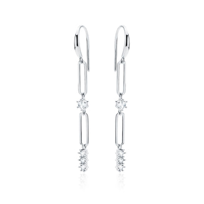 Chain Link Earrings with White Zirconia - Amona Jewelry