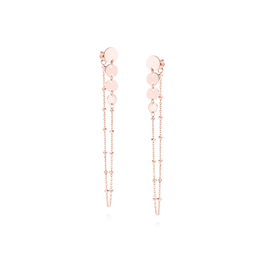 Rose Gold plated Drop Chain Earrings - Amona Jewelry