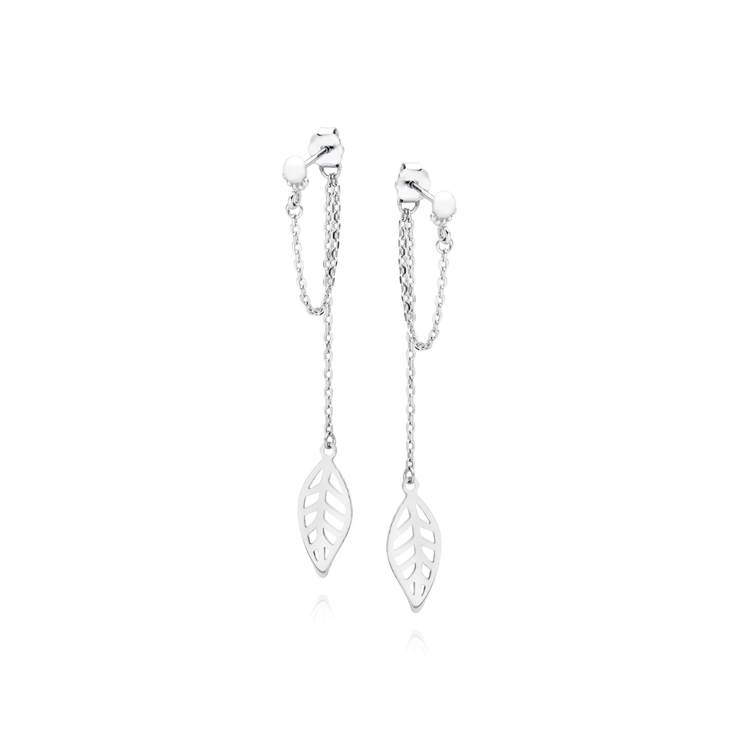 Silver Leaf Earrings - Amona Jewelry