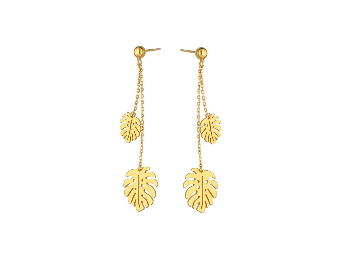 Gold Palm Leaves Earrings - Amona Jewelry