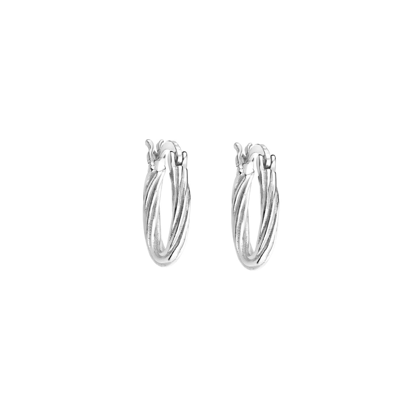 Silver Twisted Hoop Earrings Rhodium Plated Amona Jewellery