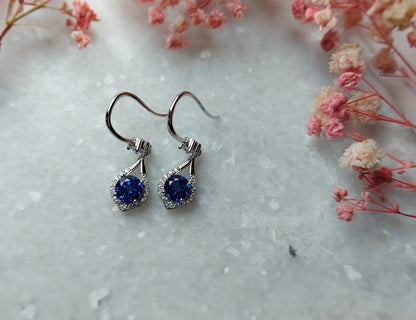 Silver Earrings with Sapphire