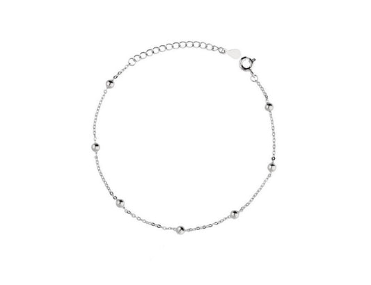 Silver Simple Cable Chain Bracelet With Beads - Amona Jewellery