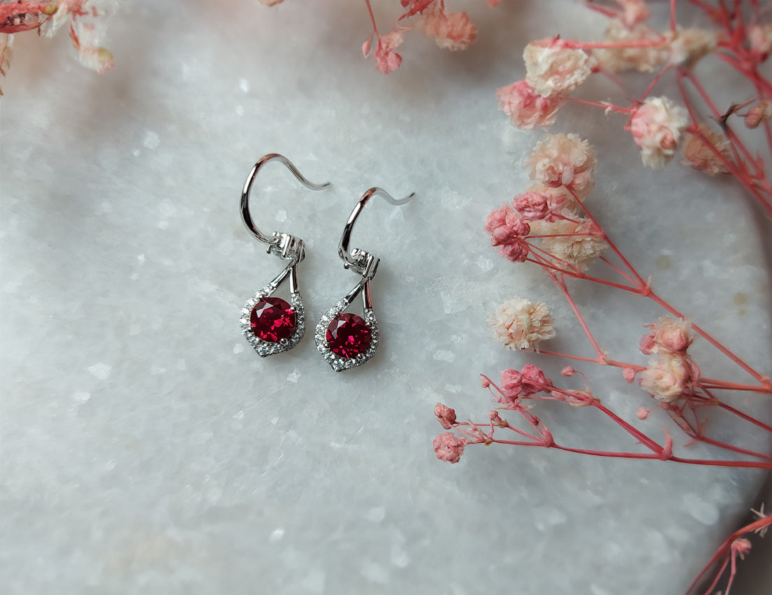 Silver Earrings with Ruby