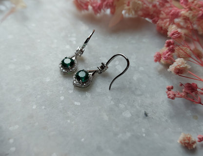 Silver Earrings with Emerald