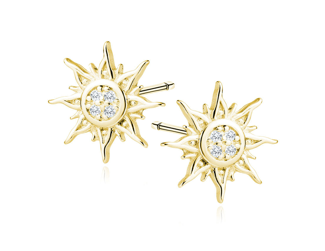 Gold Sun Earrings - Amona Jewelry