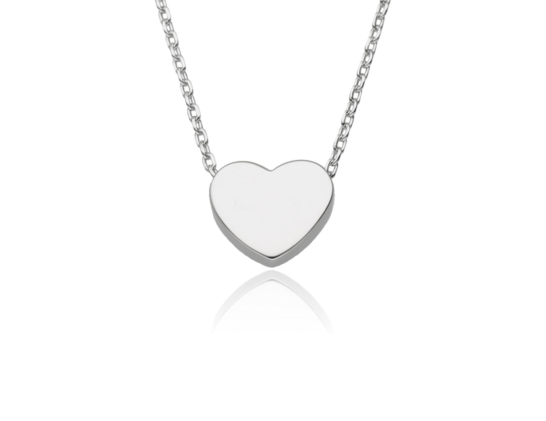 Heart Shaped Pentand on Cable Chain Silver Rhodium Plated - Amona Jewellery