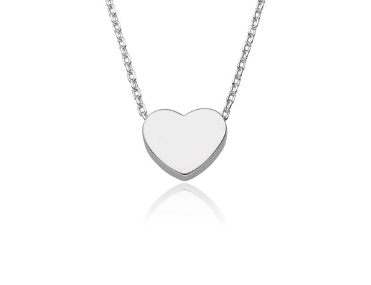 Heart Shaped Pentand on Cable Chain Silver Rhodium Plated - Amona Jewellery