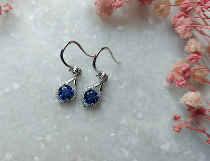 Silver Earrings with Sapphire