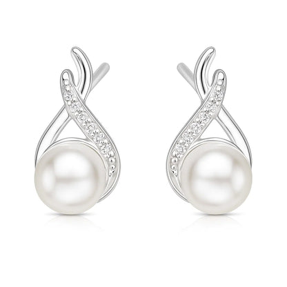Silver Pearl  Drops Stud Earrings