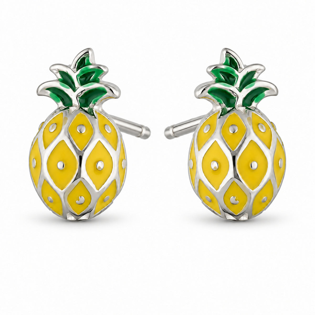 Silver Pineapple Stud Earrings