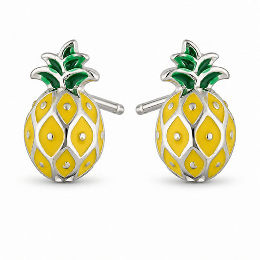 Silver Pineapple Stud Earrings