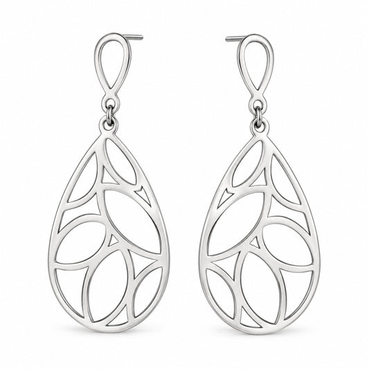 Silver Openwork Teardrop Earrings