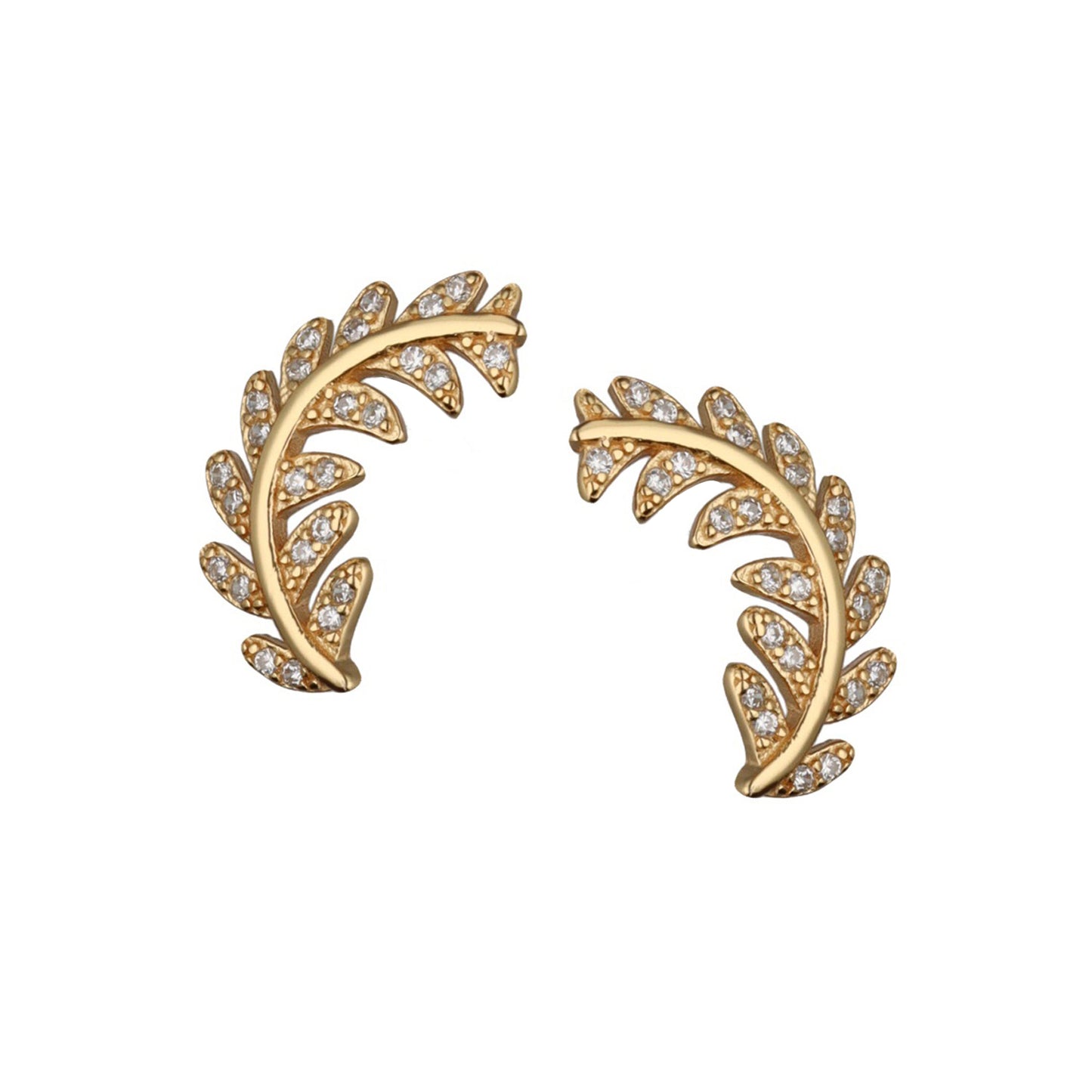 Leaf Arc Gold Earrings Amona Jewellery