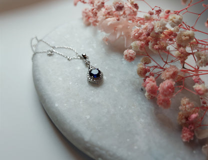 Silver Necklace with Sapphire