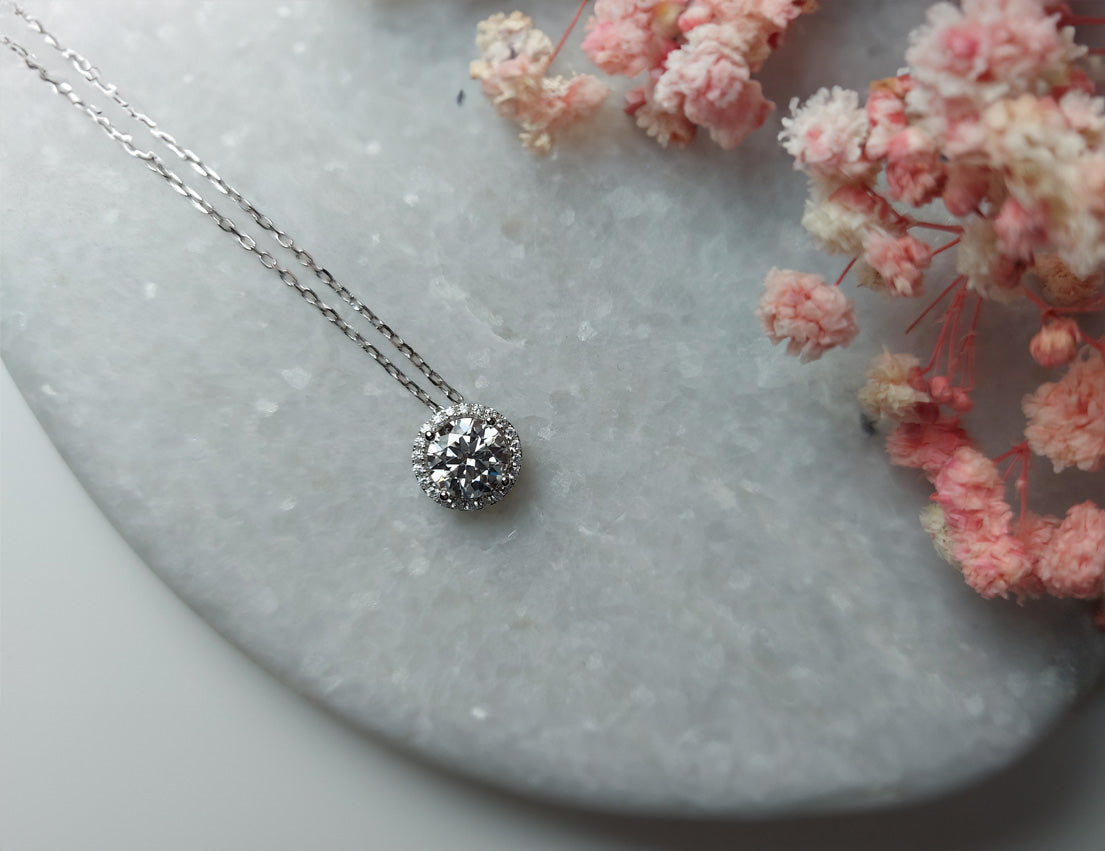 Classic Moissanite Silver Pendant Necklace