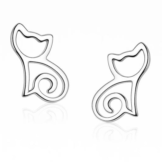 Pair of cat-shaped earrings on a white background
