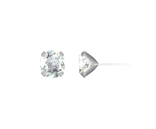 Silver Earring with CZ - 10mm