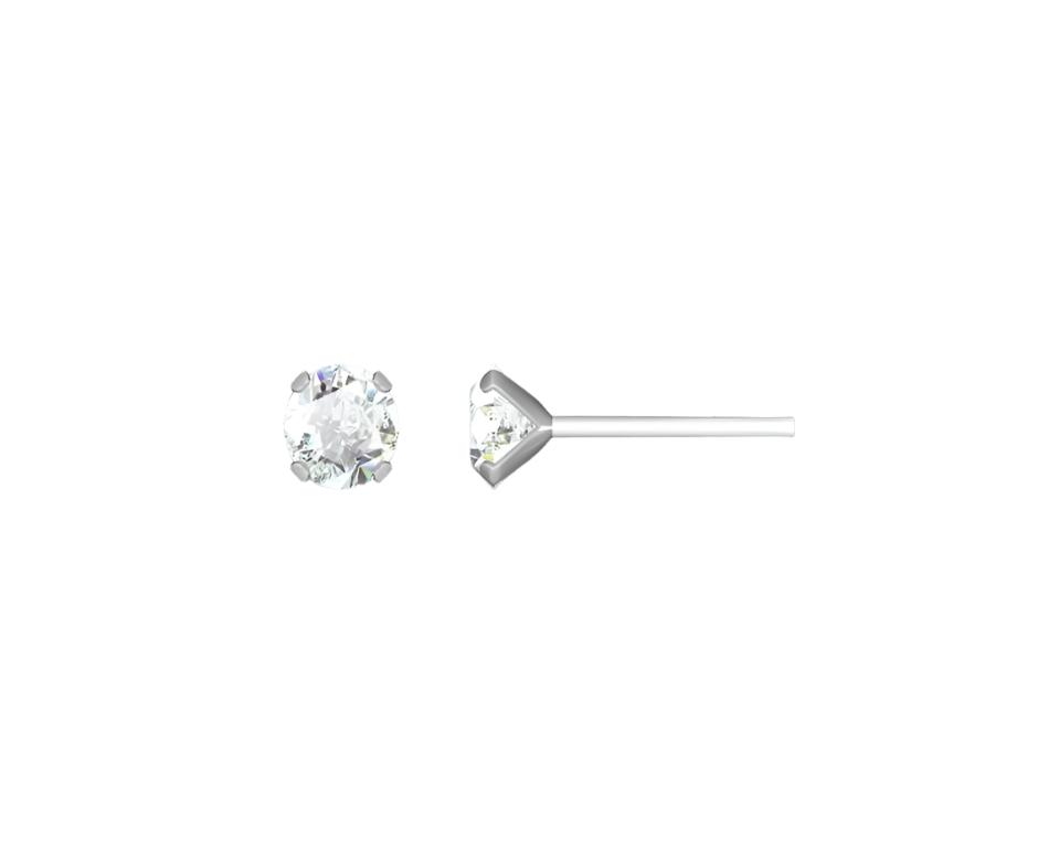 Silver Stud Earrings with Cubic Zirconia - 4mm