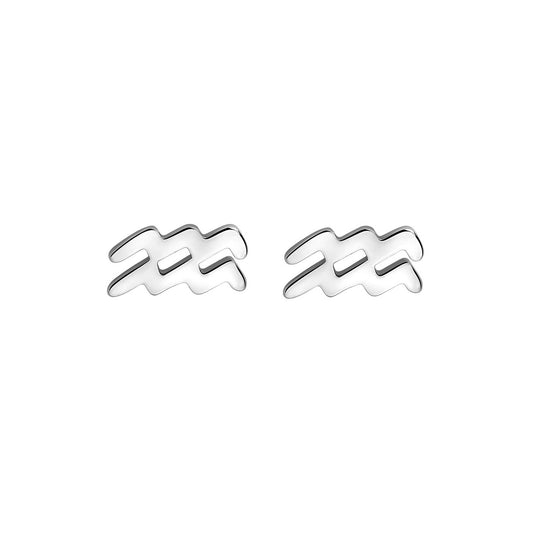 Sterling Silver Aquarius Stud Earrings