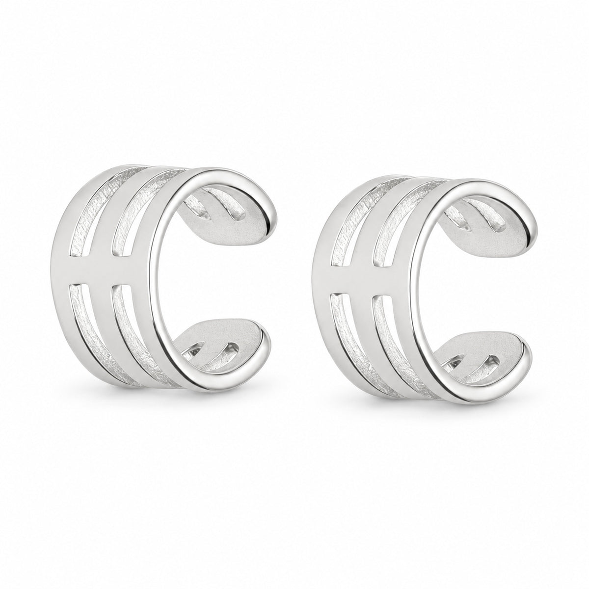 Silver Triple Band Ear Cuffs – Pair