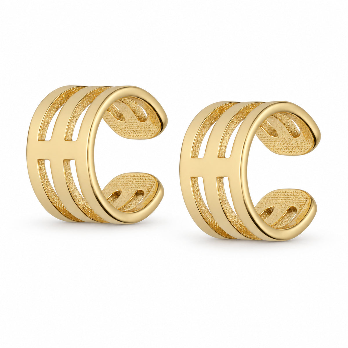 Gold Triple Band Ear Cuffs – Pair