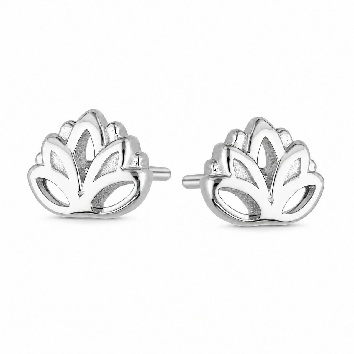 Silver Lotus Stud Earrings