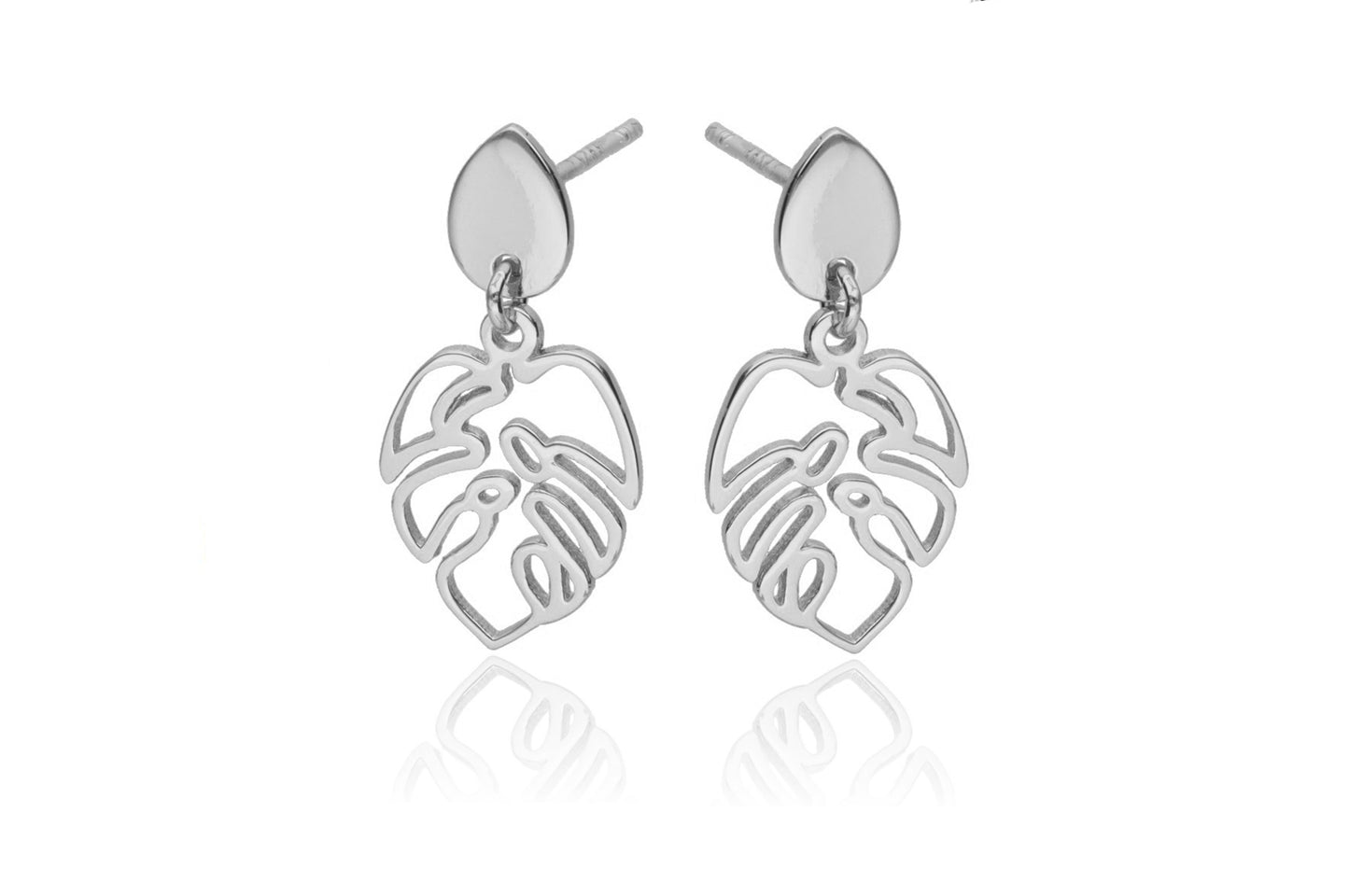 Modern Silver Palm Earrings