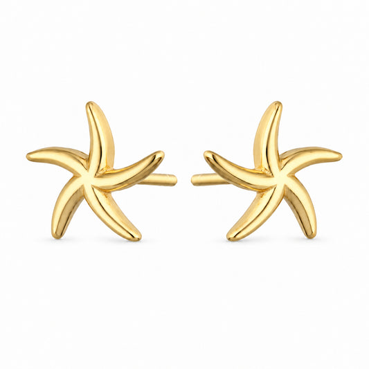 Gold Starfish Stud Earrings