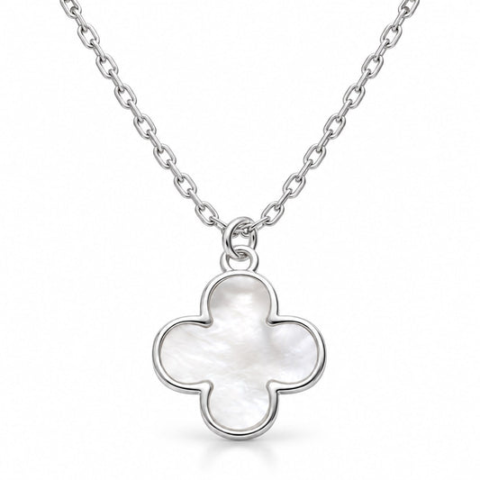Silver Mother of Pearl Necklace – Clover Pendant