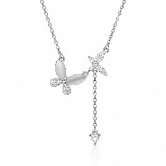 Sterling Silver Butterfly Necklace with Chain Drop