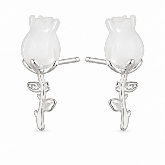 Sterling Silver Rose Bud Stud Earrings