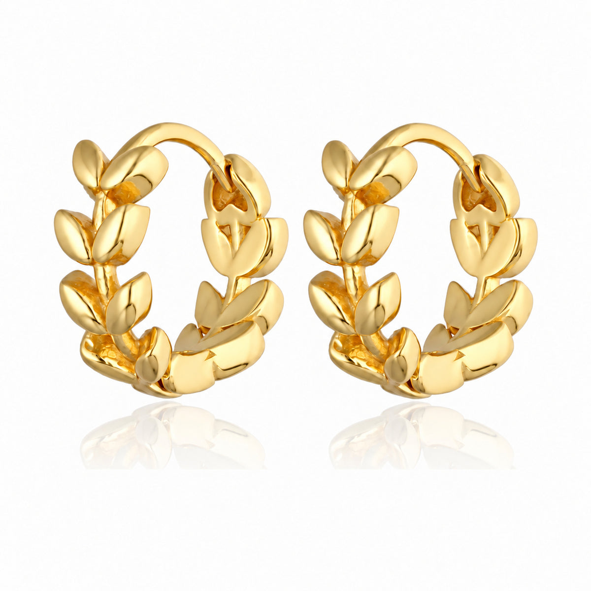 Gold Laurel Huggie Hoop Earrings