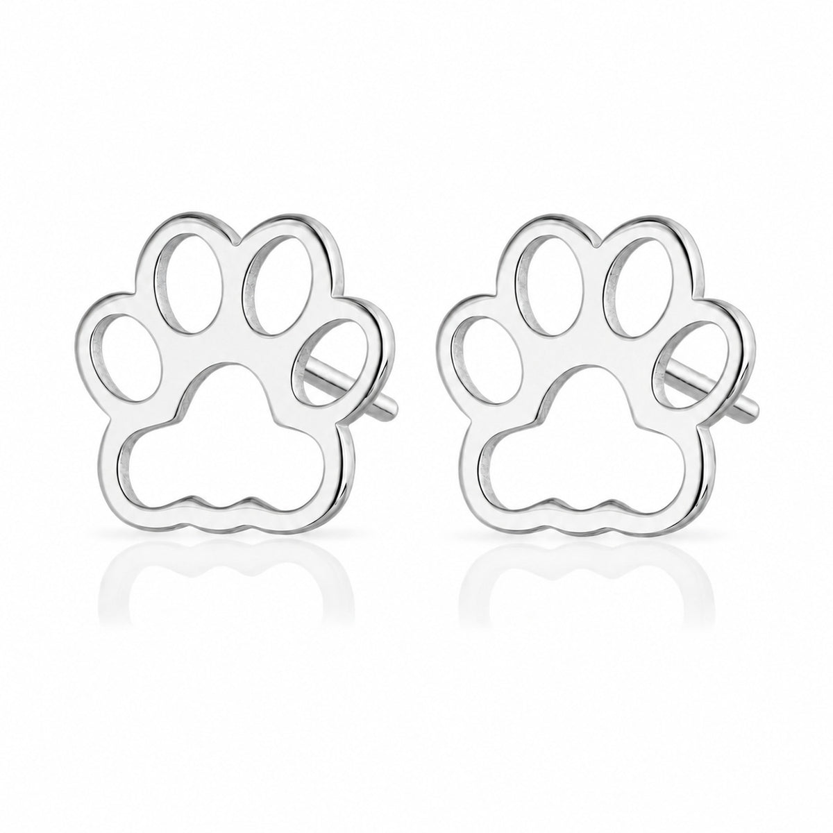 Silver Paw Print Stud Earrings