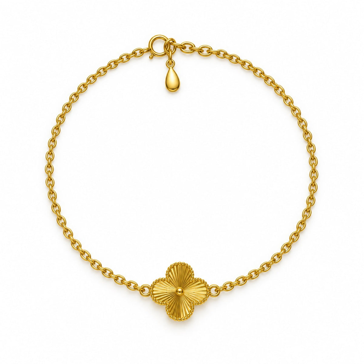 Gold Clover Bracelet with Beaded Edge