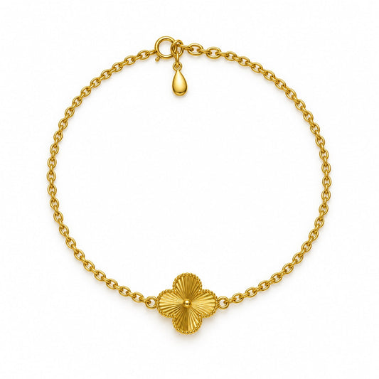 Gold Clover Bracelet with Beaded Edge
